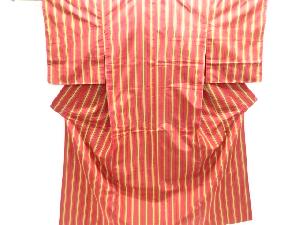 アンティーク　縞織り出し手織り紬着物